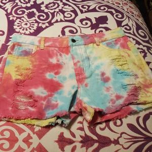 Ladies Rainbow Sherbert Tie Dye Shorts sz 10